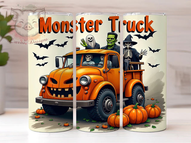 Halloween Monster Truck 20 oz Skinny Tumbler Sublimation Design, Straight & Tapered Tumbler Png, Monster Truck Tumbler Png, Digital Download PNG Sublimation Lara' s Designs 