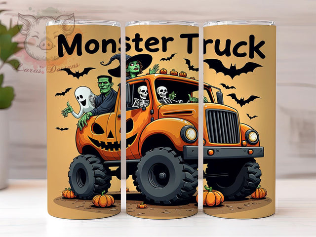 Halloween Monster Truck 20 oz Skinny Tumbler Sublimation Design, Straight & Tapered Tumbler Png, Monster Truck Tumbler Png, Digital Download PNG Sublimation Lara' s Designs 