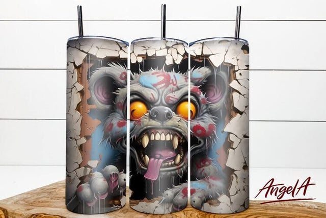 Halloween monster tumbler / 3d horror tumbler wrap PNG Sublimation Angelina Semenova 