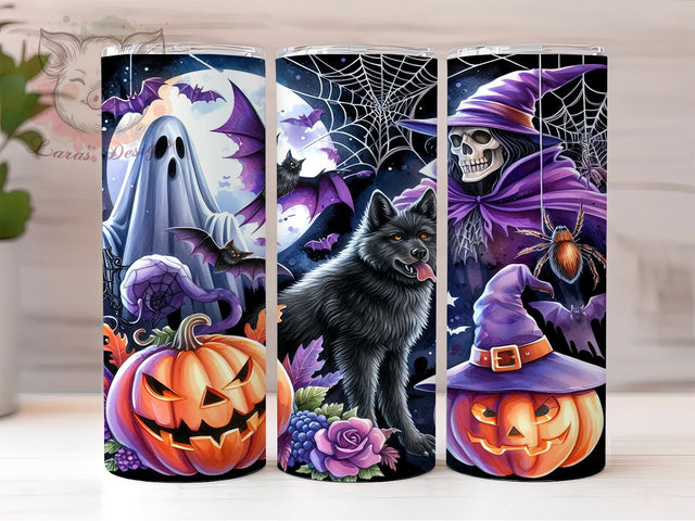 Halloween Monsters 20 oz Skinny Tumbler Sublimation Design, Straight & Tapered Tumbler Png, Halloween Spooky Tumbler Png, Digital Download PNG Sublimation Lara' s Designs 