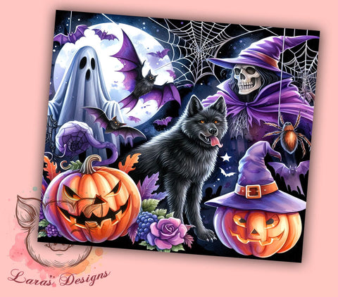 Halloween Monsters 20 oz Skinny Tumbler Sublimation Design, Straight & Tapered Tumbler Png, Halloween Spooky Tumbler Png, Digital Download PNG Sublimation Lara' s Designs 