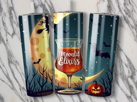 Halloween Moonlit Elixirs Tumbler wrap PNG Sublimation Luvleigh Digitals 