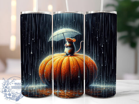 Halloween Mouse 20oz Skinny Tumbler, Whimsical Animal Tumbler Png, Straight & Tapered Tumbler Wrap, Instant Digital Download Sublimation ToriDesigns 