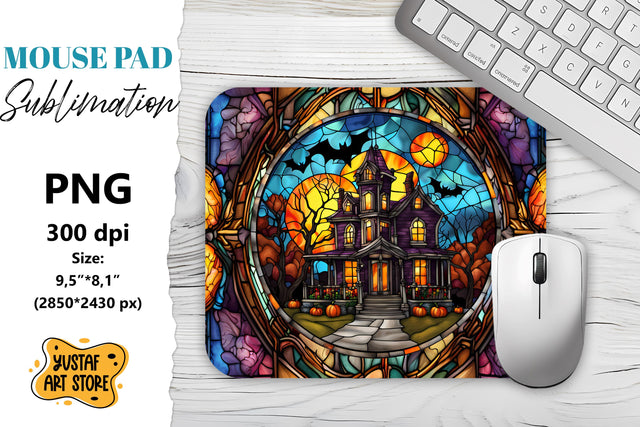 Halloween Mouse Pad sublimation. Halloween Stained Glass Sublimation Yustaf Art Store 