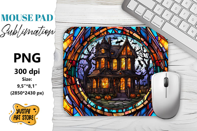Halloween Mouse Pad sublimation. Halloween Stained Glass Sublimation Yustaf Art Store 