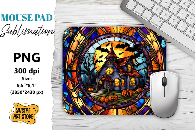 Halloween Mouse Pad sublimation. Halloween Stained Glass Sublimation Yustaf Art Store 