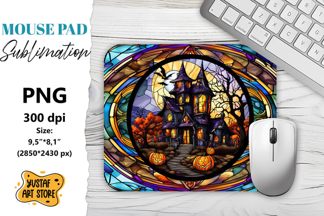 Halloween Mouse Pad sublimation. Halloween Stained Glass Sublimation Yustaf Art Store 
