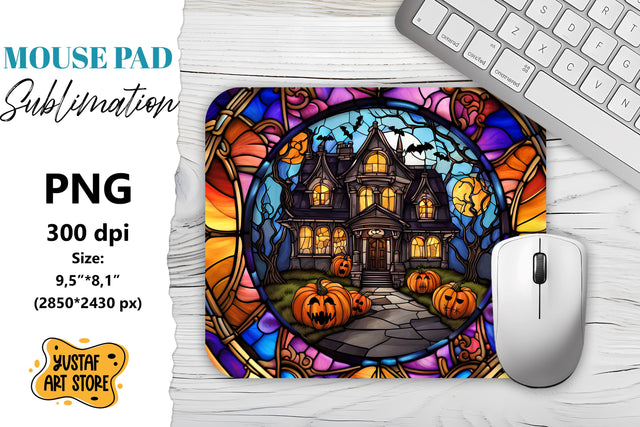 Halloween Mouse Pad sublimation. Halloween Stained Glass Sublimation Yustaf Art Store 