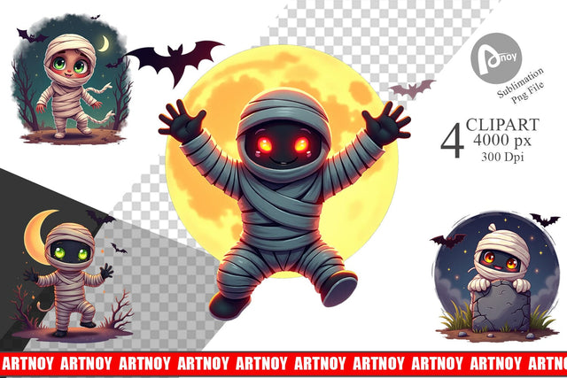 Halloween Mummy Wrap Clipart Sublimation artnoy 