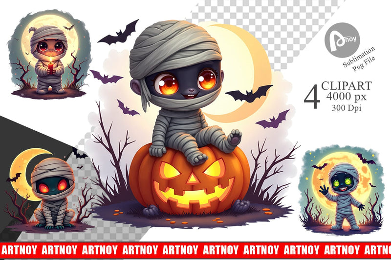 Halloween Mummy Wrap Clipart Sublimation artnoy 