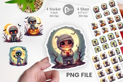 Halloween Mummy Wrap Sticker Sublimation artnoy 