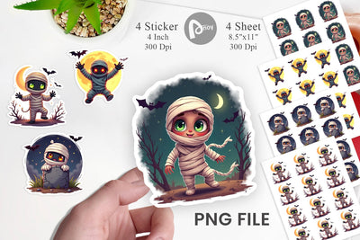 Halloween Mummy Wrap Sticker Sublimation artnoy 