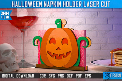 Halloween Napkin Holder Laser Cut | Adornment Dining Table | Halloween Party | CNC File SVG Fly Design 