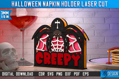 Halloween Napkin Holder Laser Cut | Adornment Dining Table | Halloween Party | CNC File SVG Fly Design 