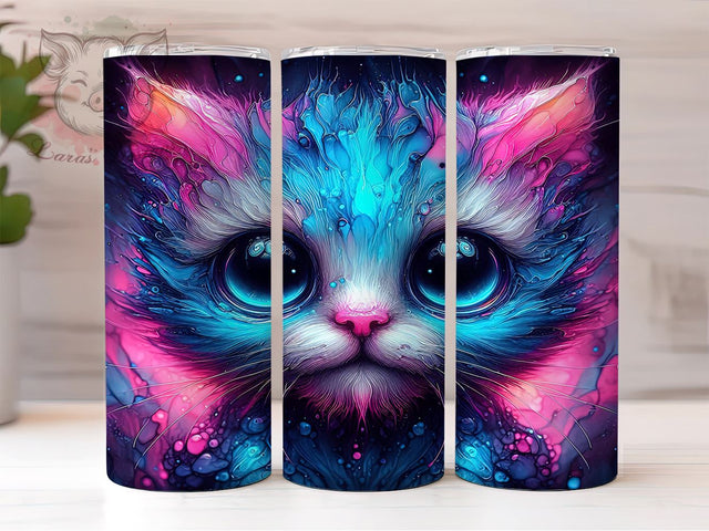 Halloween Neon Zombie Cat 20 oz Skinny Tumbler Sublimation Design, Straight & Tapered Tumbler Png, Zombie Cat Tumbler Png, Digital Download PNG Sublimation Lara' s Designs 
