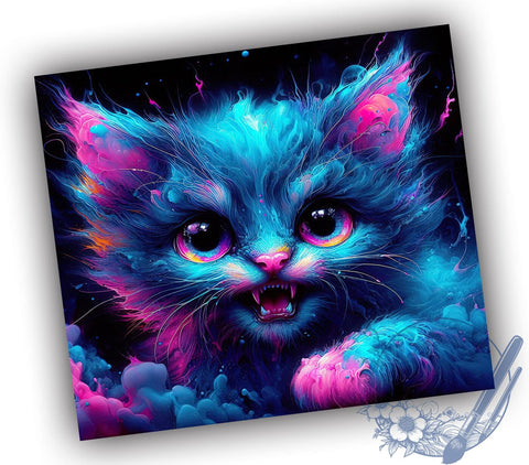 Halloween Neon Zombie Cat 20oz Skinny Tumbler PNG, Zombie Cat Tumbler Sublimation Wrap, Straight & Tapered Tumbler Wrap, Instant Digital Download Sublimation ToriDesigns 