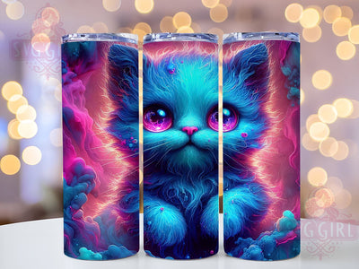 Halloween Neon Zombie Cat 20oz Tumbler Wrap Sublimation Design, Straight Tapered Tumbler Wrap, Zombie Cat Tumbler Png, Instant Digital Download Sublimation SvggirlplusArt 