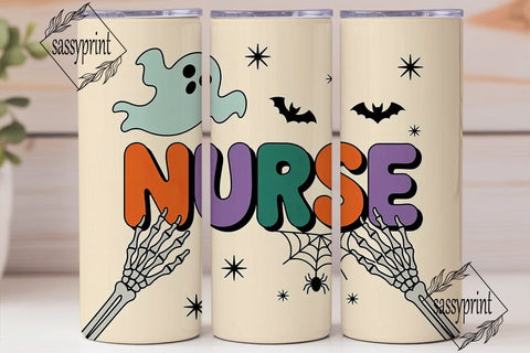 Halloween Nurse 20oz Tumbler Wrap Sublimation sassyprint 