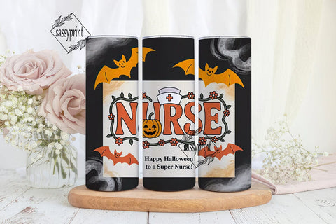Halloween Nurse 20oz Tumbler Wrap Sublimation sassyprint 
