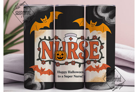 Halloween Nurse 20oz Tumbler Wrap Sublimation sassyprint 