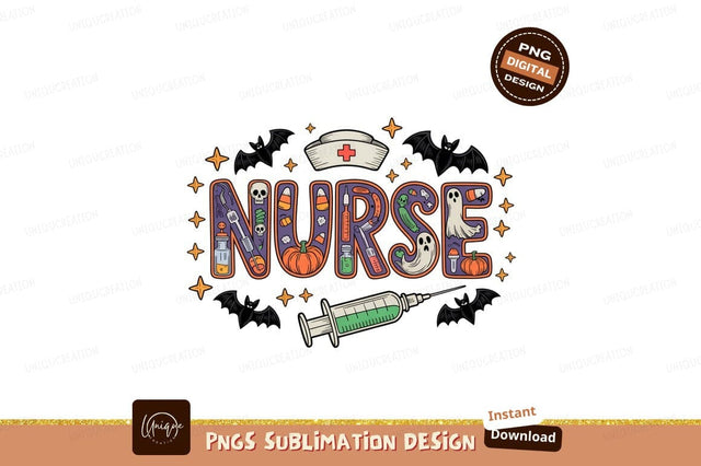 Halloween nurse medical icons syringe pumpkin Sublimation Designangry 