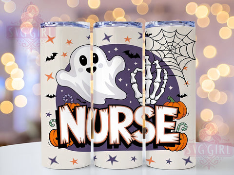 Halloween Nurse, Tumbler Wrap, PNG Sublimation, Nurse Gift, Halloween Decor, Sublimation Design, 20oz Tumbler, Fall Nurse Theme Sublimation SvggirlplusArt 