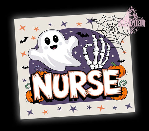 Halloween Nurse, Tumbler Wrap, PNG Sublimation, Nurse Gift, Halloween Decor, Sublimation Design, 20oz Tumbler, Fall Nurse Theme Sublimation SvggirlplusArt 