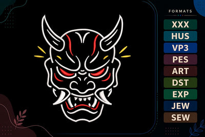 Halloween Oni Mask Embroidery Design Embroidery/Applique DESIGNS sg embroidery 