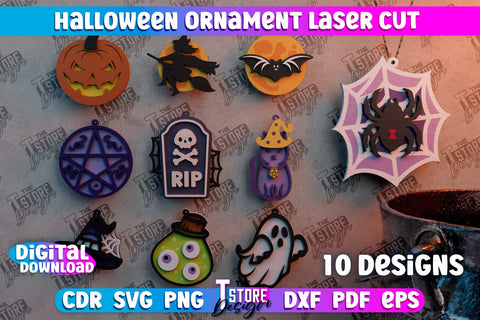 Halloween Ornaments Bundle | Halloween Medallion | Jewelry Design | Halloween Pendant | Bijoux Design | CNC Files SVG The T Store Design 