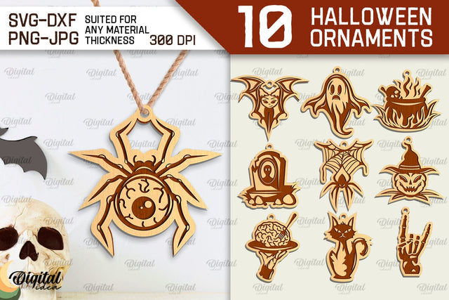 Halloween Ornaments Laser Cut Bundle. Halloween SVG Design SVG Evgenyia Guschina 