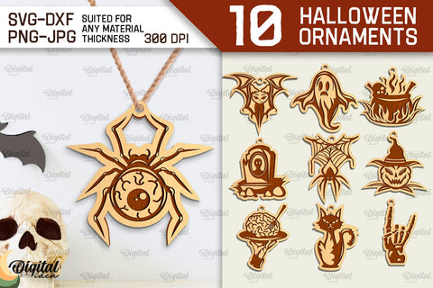 Halloween Ornaments Laser Cut Bundle. Halloween SVG Design SVG Evgenyia Guschina 