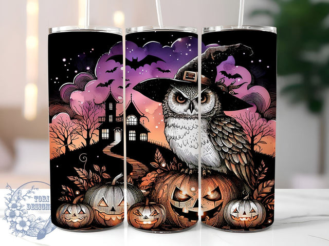 Halloween Owl 20oz Skinny Tumbler, Spooky Season Tumbler Png, Straight & Tapered Tumbler Wrap, Instant Digital Download Sublimation ToriDesigns 