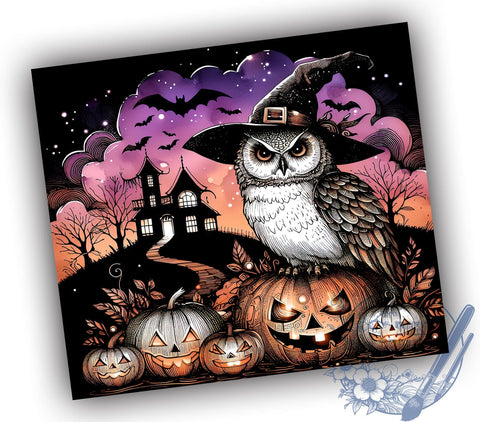 Halloween Owl 20oz Skinny Tumbler, Spooky Season Tumbler Png, Straight & Tapered Tumbler Wrap, Instant Digital Download Sublimation ToriDesigns 