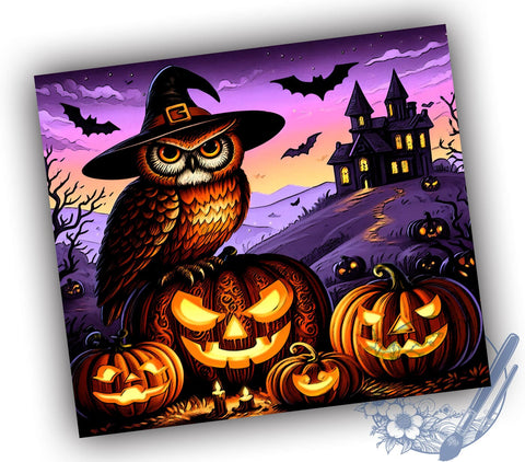 Halloween Owl 20oz Skinny Tumbler, Spooky Season Tumbler Png, Straight & Tapered Tumbler Wrap, Instant Digital Download Sublimation ToriDesigns 