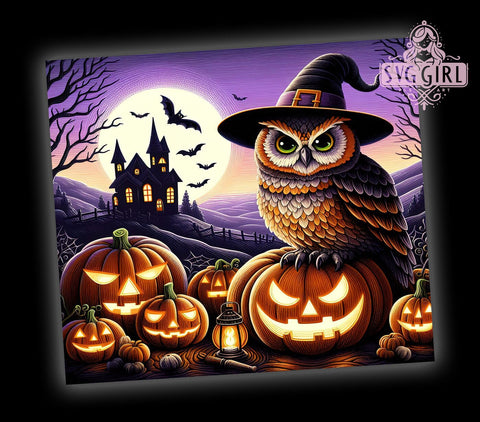 Halloween Owl 20oz Tumbler Wrap Sublimation Design, Straight Tapered Tumbler Wrap, Spooky Halloween Tumbler Png, Instant Digital Download Sublimation SvggirlplusArt 