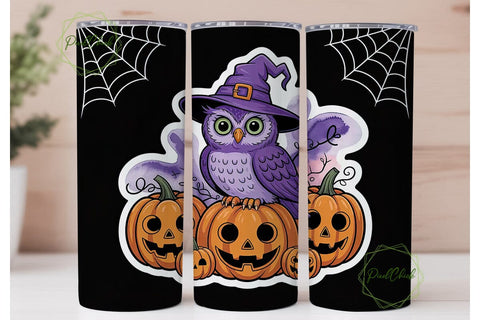 Halloween Owl 20oz Tumbler Wrap Sublimation PixelChick 