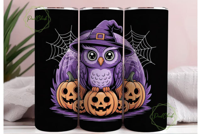 Halloween Owl 20oz Tumbler Wrap Sublimation PixelChick 