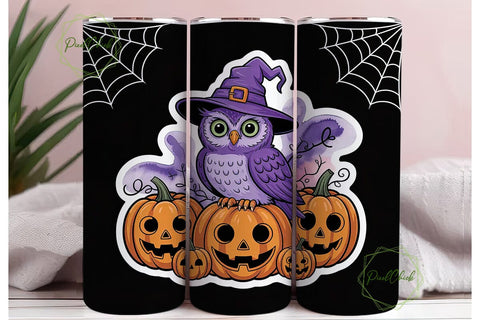 Halloween Owl 20oz Tumbler Wrap Sublimation PixelChick 