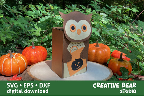 Halloween Owl Favor Treat Box SVG Creative Bear Studio 