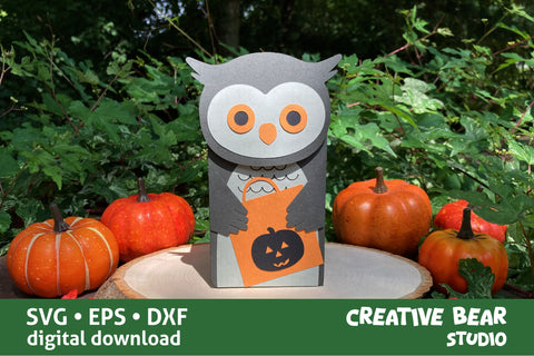 Halloween Owl Favor Treat Box SVG Creative Bear Studio 