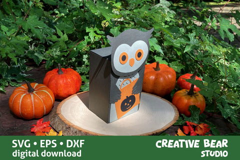 Halloween Owl Favor Treat Box SVG Creative Bear Studio 