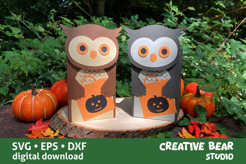 Halloween Owl Favor Treat Box SVG Creative Bear Studio 