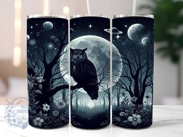 Halloween Owl in Forest 20oz Skinny Tumbler, Owl Tumbler Png, Straight & Tapered Tumbler Wrap, Instant Digital Download Sublimation ToriDesigns 