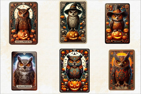 Halloween Owl Tarot Card Sublimation Clipart Bundle Sublimation SVGArt 