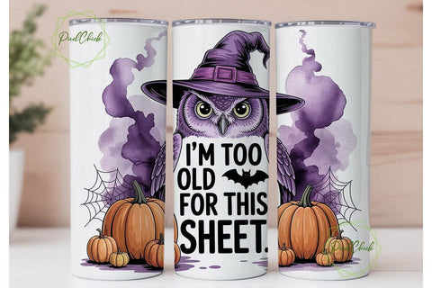 Halloween Owl Tumbler Wrap PNG Sublimation PixelChick 