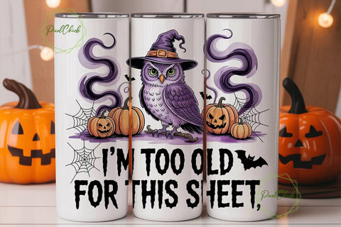 Halloween Owl Tumbler Wrap PNG Sublimation PixelChick 