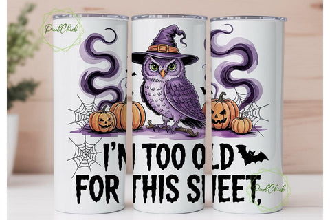 Halloween Owl Tumbler Wrap PNG Sublimation PixelChick 