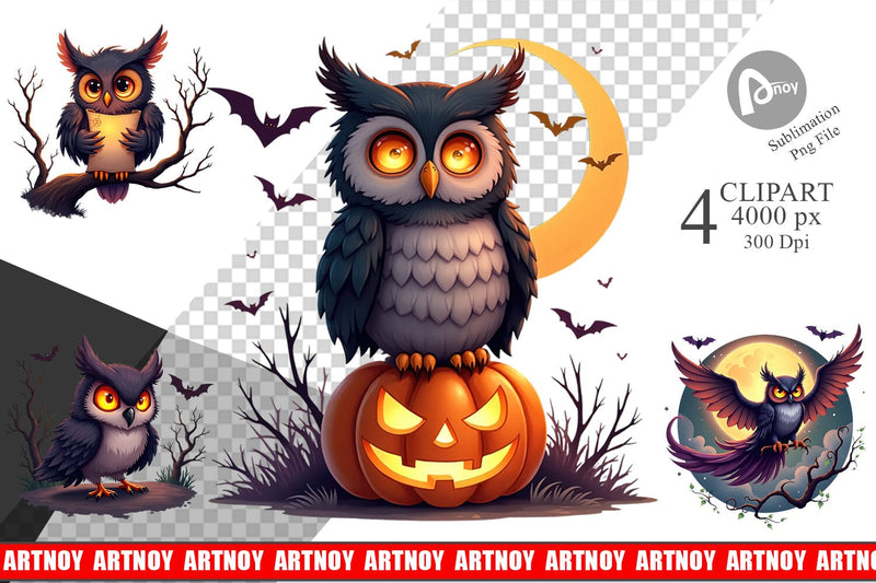 Halloween Owl Whispers Clipart Sublimation artnoy 