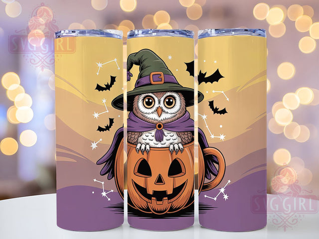 Halloween Owl Witch Pumpkin Tumbler, Halloween Pumpkin Wrap, Spooky Owl Design, 20Oz Skinny Tumbler, Witch Pumpkin Sublimation, Autumn Owl Drinkware, Halloween Tumbler Wrap Sublimation SvggirlplusArt 