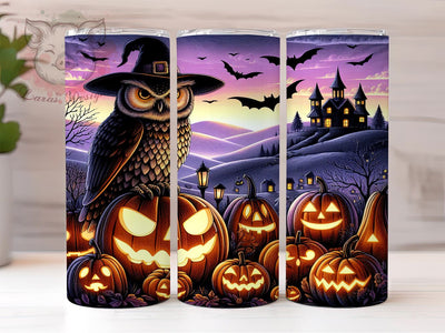 Halloween Owl With Pumpkins 20oz Tumbler Png, Straight & Tapered Tumbler Png, Owl Bird Lover Tumbler Png, Digital Download PNG Sublimation Lara' s Designs 
